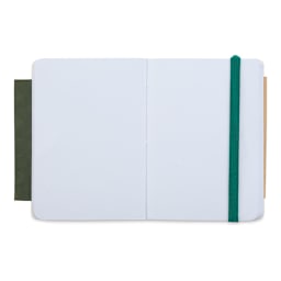 Pentalic Recycled Traveler's Sketchbook - 4-1/8'' x 2-7/8'', Green (Open)
