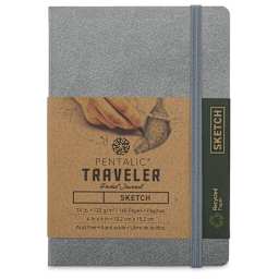 Pentalic Recycled Traveler's Sketchbook - 5-7/8" x 4-1/8", Metallic Silver