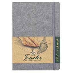 Pentalic Recycled Traveler Sketchbooks - Front cover of Metallic Silver Sketchbook