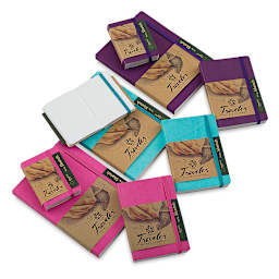 Pentalic Recycled Traveler Sketchbooks - Various sizes of 3 colors of Sketchbooks, one open