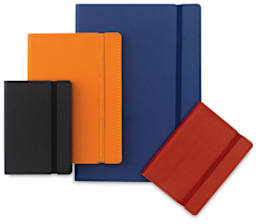 Pentalic Recycled Traveler Sketchbooks - Front view of 4 sizes and colors of Sketchbooks