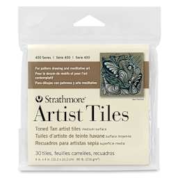 Strathmore 400 Series Toned Paper Artist Tiles - Front of package of Tan Tiles