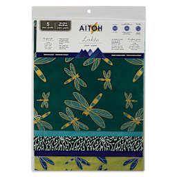 Aitoh Decorative Lokta Paper Pack - Dragonflies, 12" x 12", Pkg of 5, front of packaging