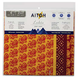 Aitoh Decorative Lokta Paper Pack - Dragons, 8-1/2" x 11", Pkg of 5, front of packaging