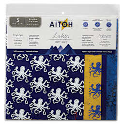 Aitoh Decorative Lokta Paper Pack - Octopi, 8-1/2" x 11", Pkg of 5, front of packaging