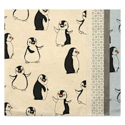 Aitoh Decorative Lokta Paper Pack - Penguins, 8-1/2" x 11", Pkg of 5
