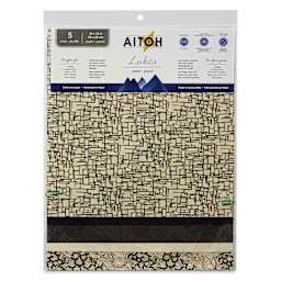 Aitoh Decorative Lokta Paper Pack - Black and White, 12" x 12", Pkg of 5, front of packaging