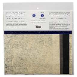 Aitoh Decorative Lokta Paper Pack - Black and White, 8-1/2" x 11", Pkg of 5, back of packaging