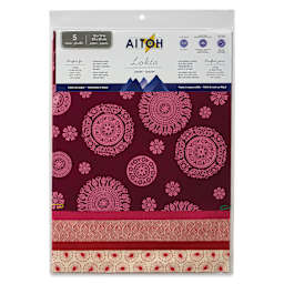 Aitoh Decorative Lokta Paper Pack - Reds, 12" x 12", Pkg of 5, front of packaging