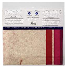 Aitoh Decorative Lokta Paper Pack - Reds, 8-1/2" x 11", Pkg of 5, back of packaging