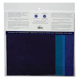 Aitoh Decorative Lokta Paper Pack - Blues, 8-1/2" x 11", Pkg of 5, back of packaging