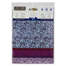 Aitoh Decorative Lokta Paper Pack - Purples, 12" x 12", Pkg of 5, front of packaging