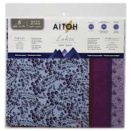 Aitoh Decorative Lokta Paper Pack - Purples, 8-1/2" x 11", Pkg of 5, front of packaging