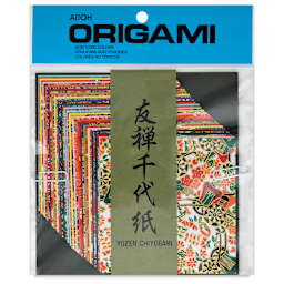 Aitoh Yuzen Chiyogami Paper - Front of package of 4" x 4" assorted sheets 