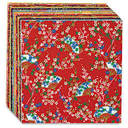 Aitoh Yuzen Chiyogami Paper - 5 7/8" x 5 7/8" assorted sheets shown in angled stack