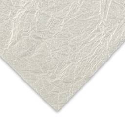 Black Ink Thai Soft Metallic Momigami Paper - Closeup of White Pearl paper showing color and texture