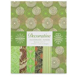 Decorative Paper Screen Print Assortment Packs - Moss Green and Pista Green shown