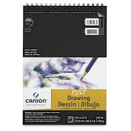 Canson Pure White Drawing Pad - Top view of cover of spiral bound Drawing pad 