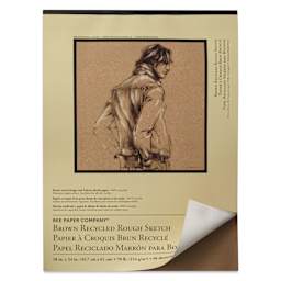Bee Paper Brown Recycled Rough Sketch Pad - 18" x 24", front cover lifted showing interior sheet