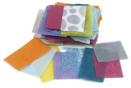 Black Ink Mulberry Paper Scrap Pack - Assorted colors and textures of paper shown