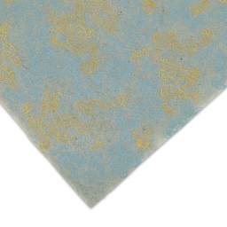 Black Ink Nepalese Screenprinted Dragon Lokta Paper - Gold on Blue, 20" x 30"