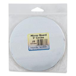 Mirror Boards - Front of package of 25 Round Mirror Boards
