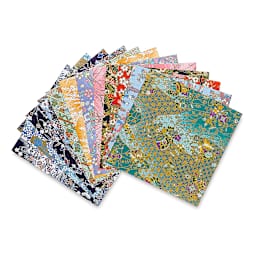 Yasutomo Yuzen Origami Papers - Assorted color sheets arranged in fan