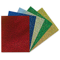 Holographic Self-Adhesive Paper - 5 sheets of Sparkle pattern in fan