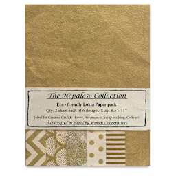 Nepalese Collection Lokta Paper - Front of Gold/Cream Package