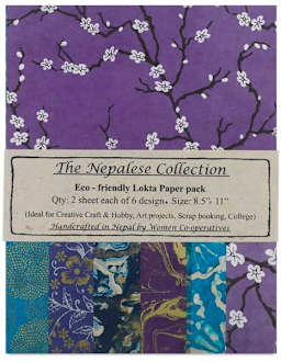 Nepalese Collection Lokta Paper - Front of Blue/Orchid Package