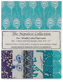 Nepalese Collection Lokta Paper - Front of Green/Blue Package