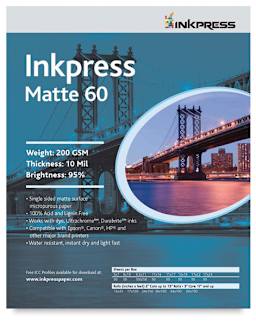Inkpress Inkjet Paper - Front view of Matte 60 Package