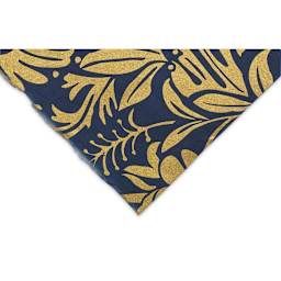 Black Ink Screenprinted Mulberry Paper - Corner of Midnight with Gold Moonflower design