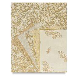 Black Ink Decorative Paper Packs - Both sizes of Golden Glow Assorted Sheet Pack shown