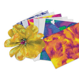 Roylco Color Diffusing Paper Pack - 9" x 12" Sheets, Pkg of 50 (full sheets dyed and made into a flower)