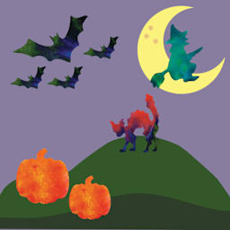 Roylco Color Diffusing Paper Pack - Finished Collage made with shapes from Halloween package 
