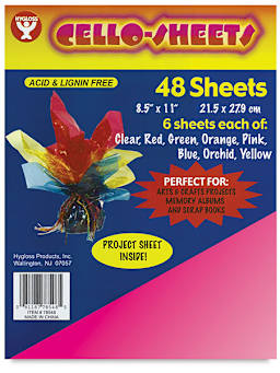 Cello Sheets - Front of package of 48 assorted color sheets
