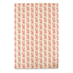 Lokta Paper - Lucky Cat, Red and White, 20" x 30"