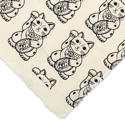 Lokta Paper - Lucky Cat, Black and White, 20" x 30" (Corner)