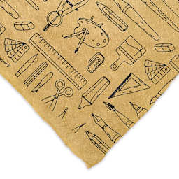 Lokta Paper - Art Supplies Print, Kraft Yellow and Black, 20" x 30" close-up of corner