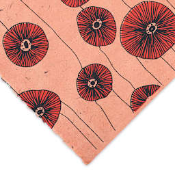 Lokta Paper - Bloom, Papaya, 20" x 30" (corner)