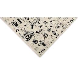 Circus Print Lokta Paper - Black and Cream, 20" x 30" (corner of sheet)