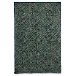 Geo Print Lokta Paper - Gold and Dark Teal, 20" x 30" (front of paper)