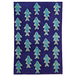 Lokta Paper - Batik Fish, Blue, 20" x 30"