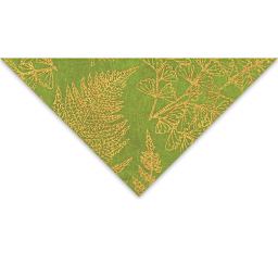 Screenprinted Lokta Paper - Leaves, Olive and Gold, 20'' x 30''