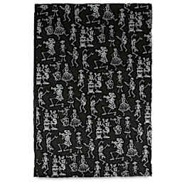 Lokta Paper - Dancing Skeletons, Silver and Black, 20'' x 30''