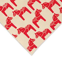 Lokta Paper - Horse, Red and Cream, 20" x 30", corner of sheet
