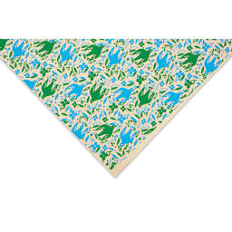 Lokta Paper - Doves, Turquoise/Cream, 20" x 30", corner of sheet