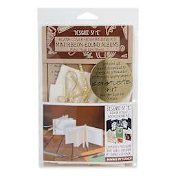Books by Hand "Designed by Me" Blank Cover Bookbinding Kits - Mini Ribbon-Bound Albums, Ivory Pages front of packaging