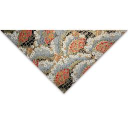 Aitoh Japanese Decorative Paper - White Flowers, Black/Gold, 31-1/2" x 21-1/2"